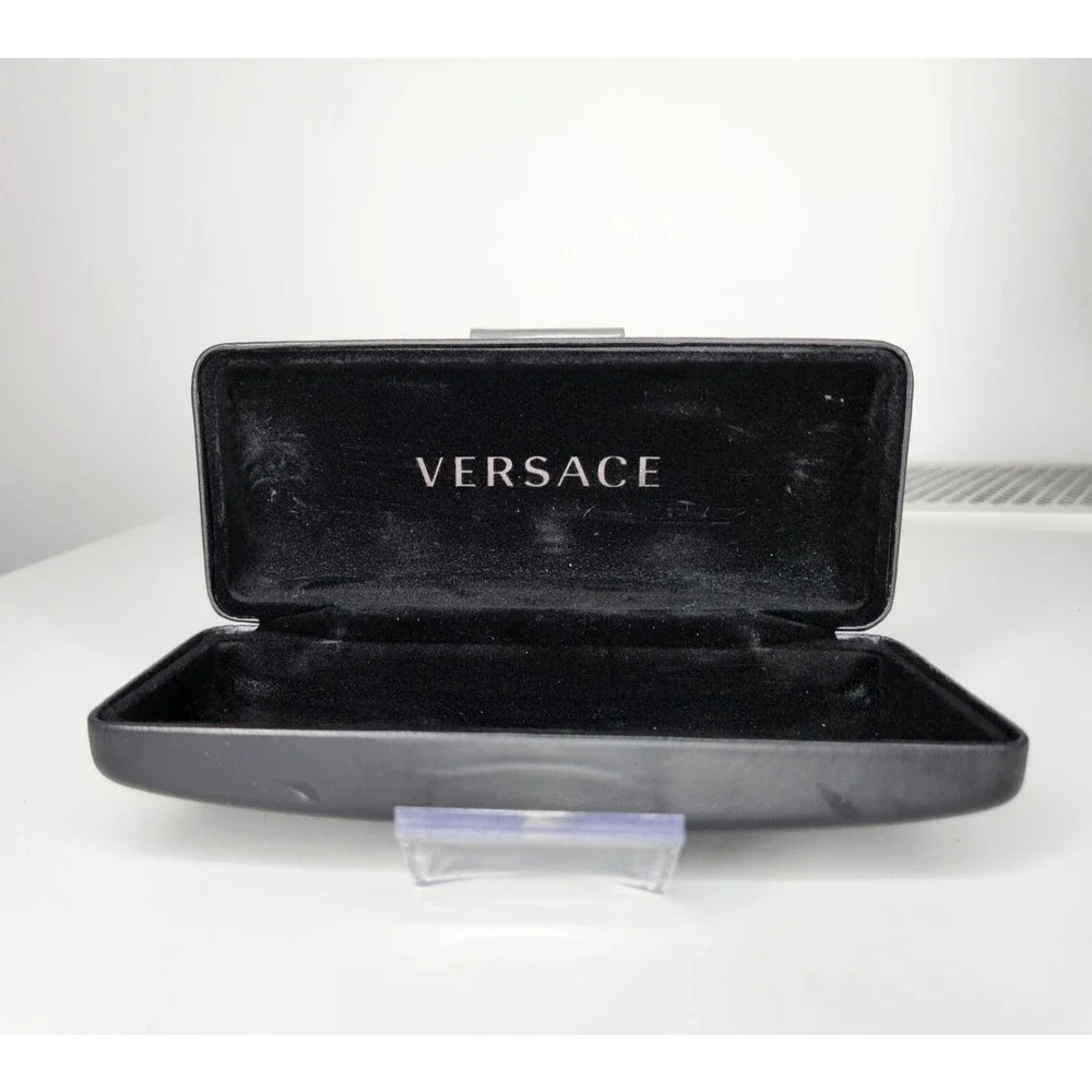 Versace Sunglasses Case Hard Shell Large Black Felt Lined Storage Travel Carrier